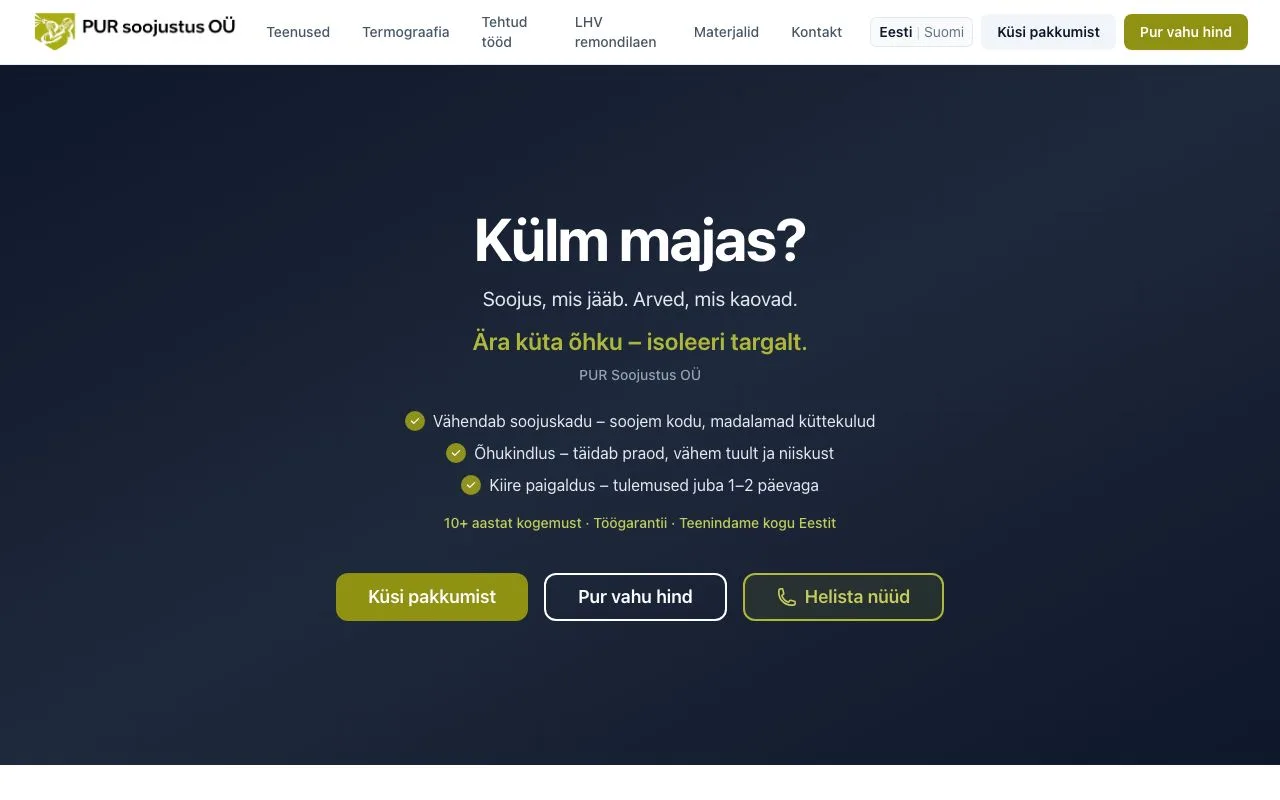 Pinnakatted OÜ veebileht