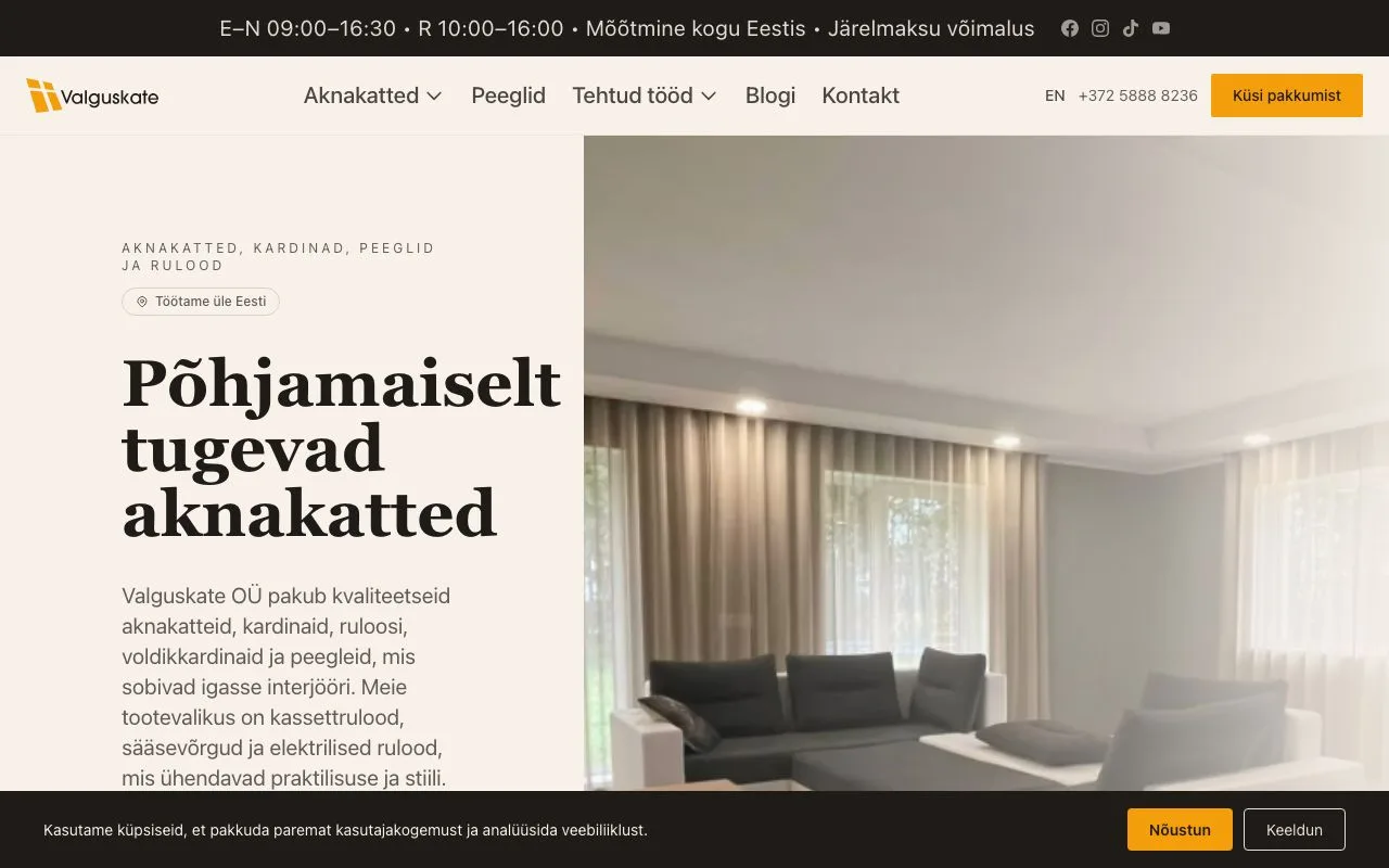 Valguskate veebileht